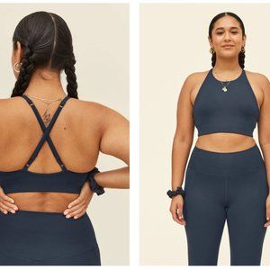 Girlfriend Collective Navy Bra + Crop Legging (S)